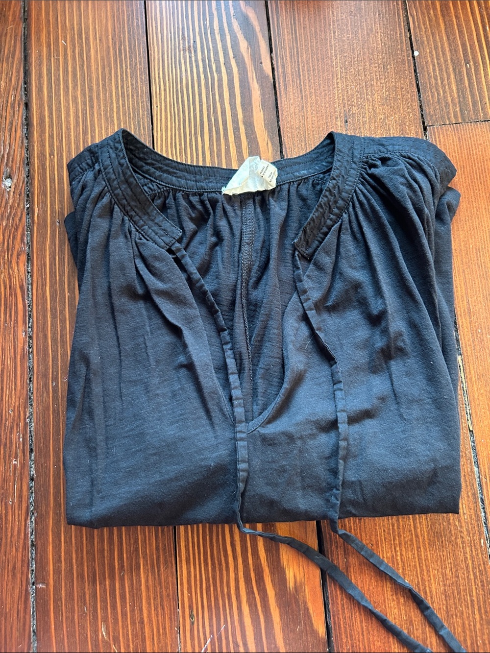 Nation LTD Black Tie-Neck Short Sleeve Top